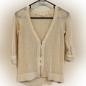 Silence + Noise Cream Zip Up Cardigan